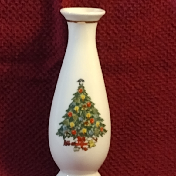 Jamestown China Other - Jamestown China White Vase with Christmas Tree Design Japan